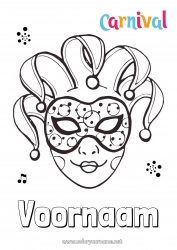 Gratis tekening Masker Carnaval Vastenavond Joker