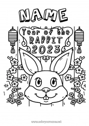 Free coloring Bunny 2023 Chinese New Year Forest animals