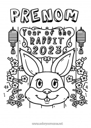 Coloriage gratuit Lapin 2023 Nouvel An chinois Animaux de la forêt