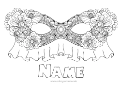 Free colouring Mask Carnival Mardi Gras