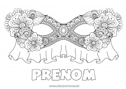 Coloriage gratuit Masque Carnaval Mardi gras