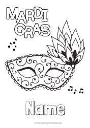 Free colouring Mask Carnival Mardi Gras