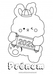 Coloriage gratuit Lapin 2023 Nouvel An chinois Animaux de la forêt