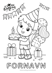 Gratis fargelegging Lys Kake Gaver Bursdag Ballonger Fest Gutt Mellomliggende fargelegginger Gratulerer med dagen! Tilpasset bursdag alder