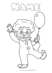Free colouring Disguise Clown Carnival Mardi Gras Circus