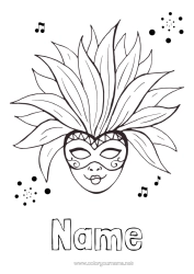 Free colouring Mask Carnival Mardi Gras