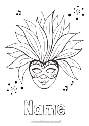 Free coloring Mask Carnival Shrove Tuesday