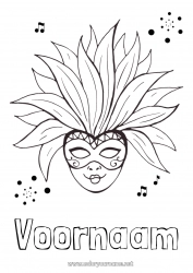 Gratis tekening Masker Carnaval Vastenavond