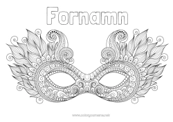 Gratis färgläggning Mask Mandala Karneval Fettisdagen