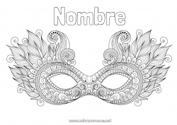 Colorear para personalizar Careta Mandala Carnaval Martes de Carnaval