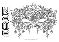 Free colouring Mask Carnival Mardi Gras