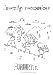 Färgläggningssida att anpassa Semester Familj Berg