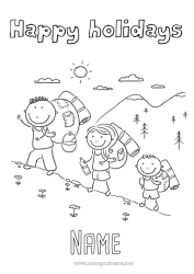 Free drawing Holidays Family Mountain