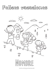 Colorear para personalizar Vacaciones Familia Montaña