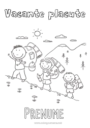 Pagină de colorat personalizată Vacanțe Familie Munte