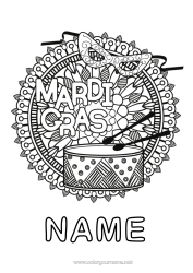 Free colouring Mandala Carnival Mardi Gras