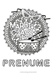 Desen liber de colorat Mandala Carnaval Marțea Grasă