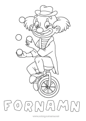 Gratis teckning Clown Fordon Karneval Fettisdagen Mellannivå färgläggningar Cykel Tvåhjuliga fordon Cirkus