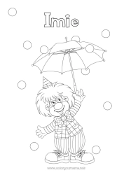 Kolorowanka do personalizacji Klown Karnawał Tłusty wtorek Parasol Cyrk