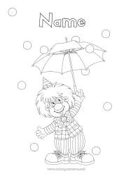 Colouring to customise Clown Carnival Mardi Gras Umbrella Circus
