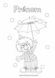 Dessin gratuit Clown Carnaval Mardi gras Parapluie Cirque