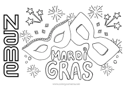 Free colouring Mask Carnival Mardi Gras
