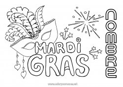 Colorear gratis Careta Carnaval Martes de Carnaval