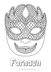 Fargeleggingssiden å tilpasse Maske Karneval Fettisdagen