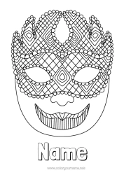 Free colouring Mask Carnival Mardi Gras