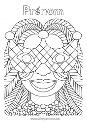 Coloriage gratuit Déguisement Masque Carnaval Mardi gras