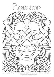 Pagină de colorat personalizată Costum de carnaval Mască Carnaval Marțea Grasă