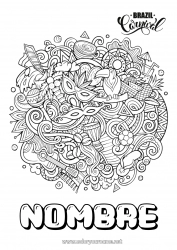 Dibujo libre Mandala Carnaval Martes de Carnaval Geografía Dibujos complejos para colorear País Brasil Guitarra Maracas Instrumentos de música