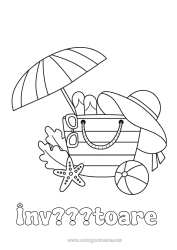 Pagină de colorat pentru copii Vacanțe Vara Desene de colorat ușoare Umbrelă de soare