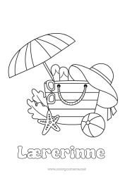 Fargeleggingssiden for barn Ferier Sommer Enkle fargelegginger Parasol  -> Parasol
