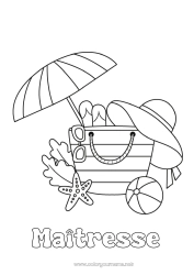 Coloriage enfant Vacances Été Coloriages faciles Parasol