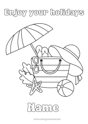 Colouring to customise Holidays Summer Easy Colouring Pages Parasol