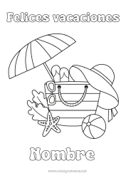 Colorear para personalizar Vacaciones Verano Dibujos fáciles para colorear Parasol, sombrilla de playa