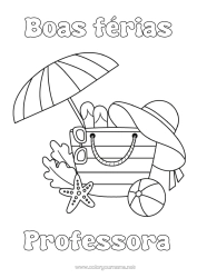 Desenho grátis Férias Verão Desenhos para colorir fáceis Guarda-sol