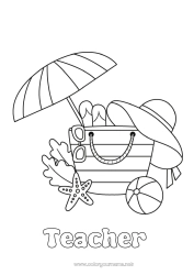 Child coloring page Holidays Summer Easy coloring pages Parasol, Beach umbrella