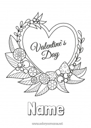 Free coloring Heart I love you Valentine's Day 