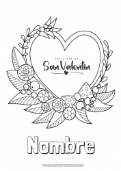 Colorear para personalizar Corazón Te amo Día de San Valentín Mensaje 