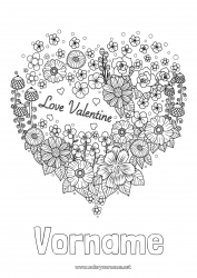 Kostenlose Malvorlage Blumen Herz Ich liebe dich Valentinstag 