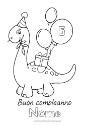 Disegno gratuito Regali Compleanno Dinosauri Palloncini Animale Disegni da colorare facili Buon compleanno (francese) Messaggio Età festeggiata personalizzabile