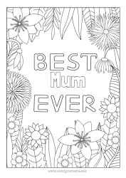 Free colouring Flowers Mum Grandma Sister