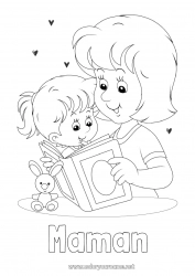 Coloriage enfant Maman Bonne fête Je t'aime