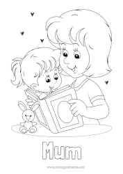 Free colouring Mum Happy birthday I love you.