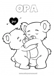 Kinder-Malvorlage Papa Opa Ich liebe dich Tier Valentinstag Koala Andere Tiere der Welt Umarmung