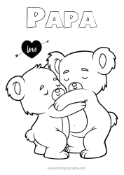 Colorear gratis Papá Abuelo Te amo Animales Día de San Valentín Koala Otros animales del mundo Abrazo Animales de Australia