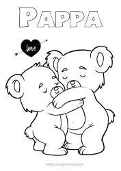 Fargeleggingssiden for barn Pappa Bestefar Jeg elsker deg. Dyr Valentinsdagen Koala Andre dyr i verden Klem