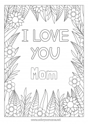 Child coloring page Flowers Mum Grandma I love you Valentine's Day 